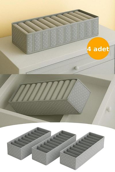 Spartek home textile 4 Polka Dots - Medium 11 Compartment Drawer Organizer 16 X 40 X 12cm