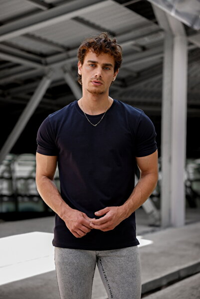 Newtime Ανδρικό μπλουζάκι με λαιμόκοψη και λάκκο και Lycra Kurapçısı