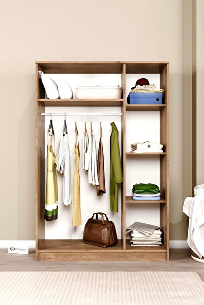 midoser Kardelen Serisi Atlantik Çam 3 Kapaklı 5 Raflı 120 Cm Elbise Dolabı