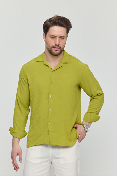 Gray Clothing Erkek Yazlık Gömlek Bol Kalıp Uzun Kollu Yazlık Dokulu Oversize...