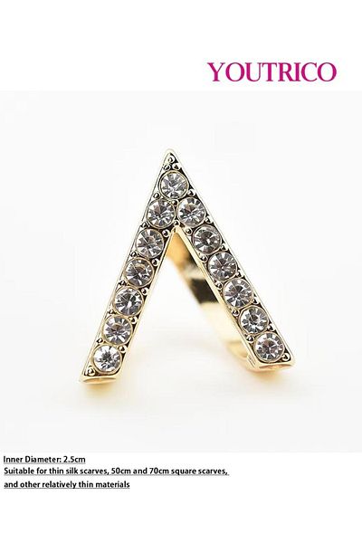 Youtrico New V-Shaped Rhinestone Silk Scarf Buckle - Sparkling Elegant Accessory for Women