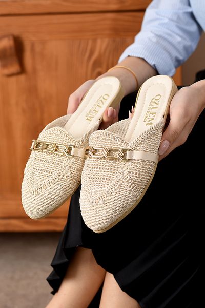 ICELAKE Mary Women's Lace Embroidered Chain Comfortable Dowry Indoor Slippers Outdoor Slippers
