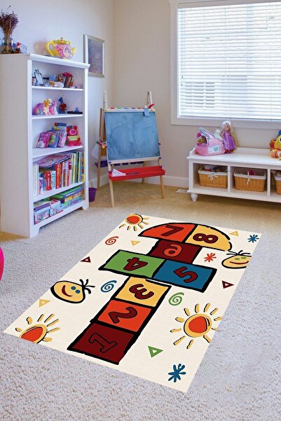 on the clouds Seksek  Dijital Baskı Yıkanabilir Kaymaz Taban Çocuk Odası Halısı