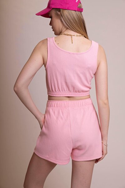 AFLOOW Ευαίσθητο γυναικείο ροζ ριχτάρι Crop Bustier – Κομψό και άνετο ελαστικό κοντό μπλουζάκι