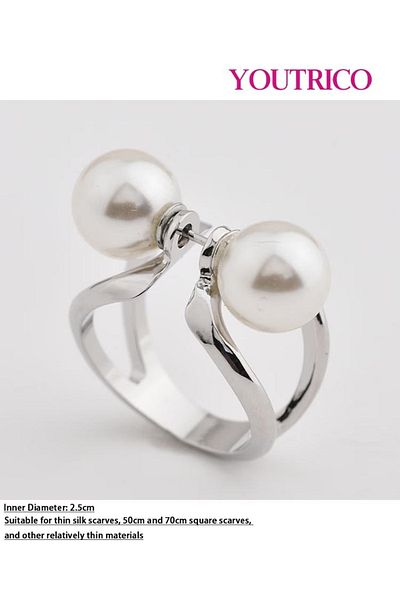 Youtrico French Vintage Pearl Silk Scarf Buckle - Elegant Retro Accessory for Women