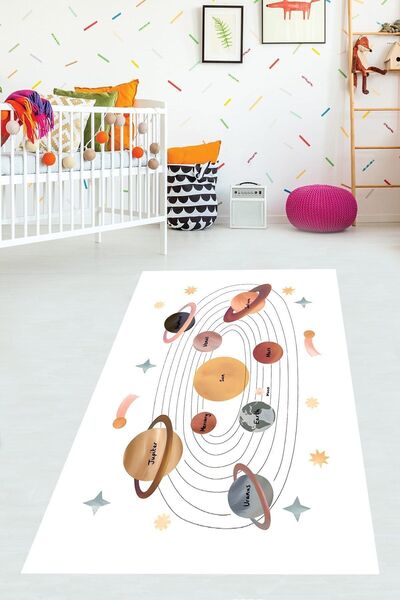 on the clouds Eğitici Gezegenler Yıkanabilir Kaymaz Taban Leke Tutmaz Çocuk O...