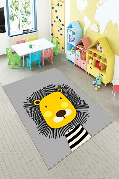 on the clouds Gri Aslan Desenli Yıkanabilir Kaymaz Taban Leke Tutmazbebek Ve ...