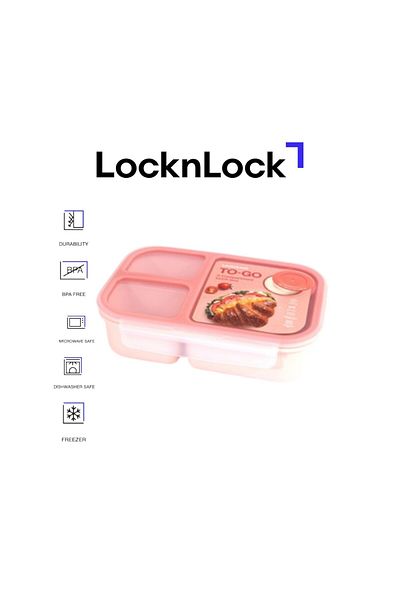 locknlock To Go Lunchbox 980ml Pink - Leak-Proof, Compact, Microwave Safe