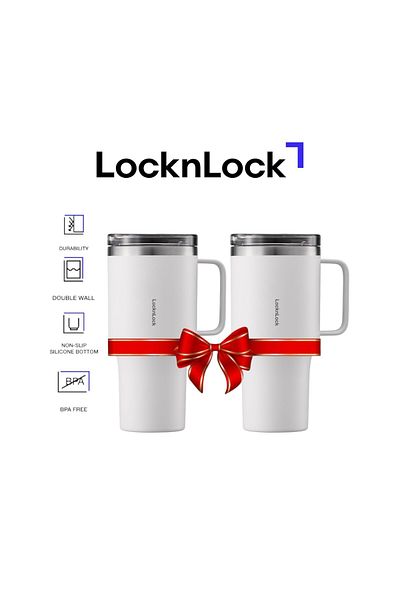 locknlock Metro Mug King 820ml, Pack Of 2 – Insulated Bpa-free Stainless Steel Mugs