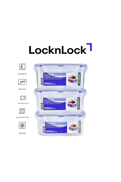 locknlock 600ml Square  Airtight Food Storage PACK OF 3
