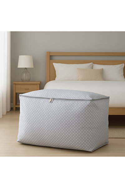 Genel Markalar Puantiye Detaylı Büyük Boy Hurç - Gri - 74x46x46 cm