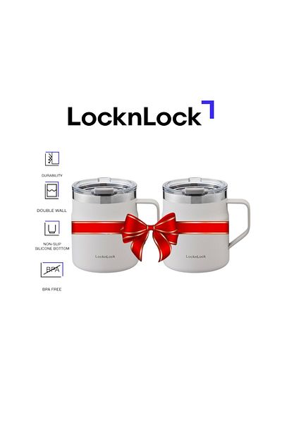 locknlock Metro Mug 355ml, Pack Of 2 – Insulated Bpa-free Stainless Steel Mugs For Hot & Cold Drinks