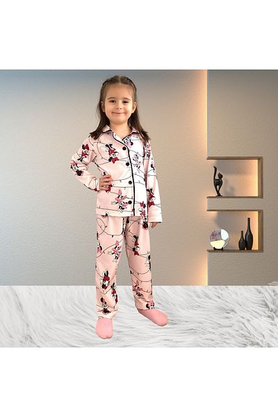 Fox Moda Set pijamale pentru fete cu mâneci lungi imprimate