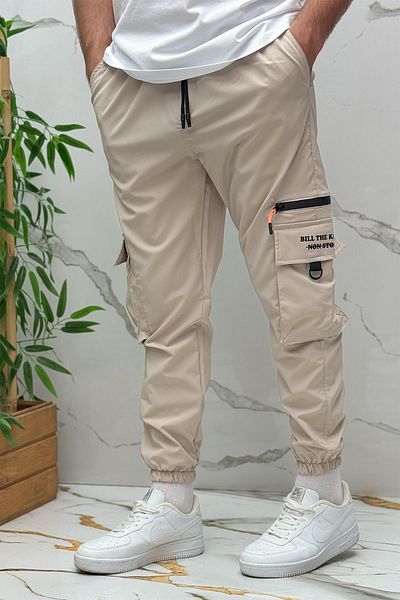WAFRA Men's Zipper Detailed Parachute Cargo Pants (Narrow Cut)