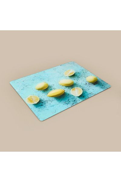 Saban Lemon Patterned Glass Cutting Board - Colored - 30X40 cm