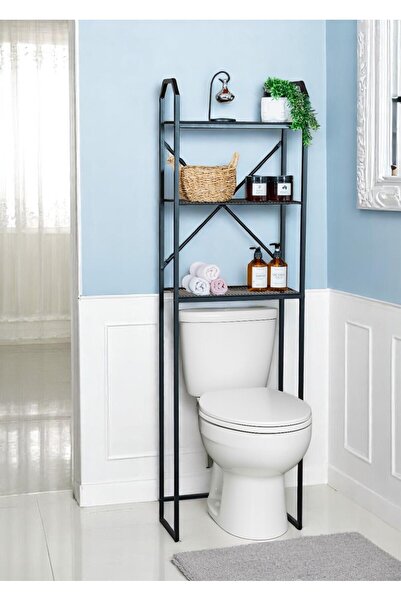 Bye Concept More Metal Ayaklı 3 Raflı Banyo Rafı Klozet Üstü Dekoratif Raf Askılık Organizer