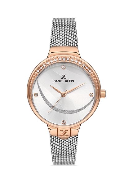 Daniel Klein Rose Gold Metallic Steel Bracelet - 3 ATM Waterproof Roman Numeral Women's Wristwatch