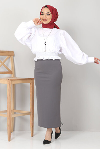 Tesettür Dünyası Ceruzková sukňa Tsd00291 sivá