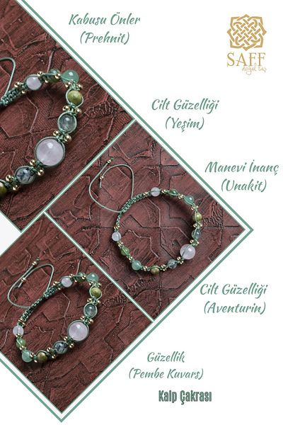 Saff Doğal Taş Certified Heart Chakra Balancing Quartz Aventurine Bracelet