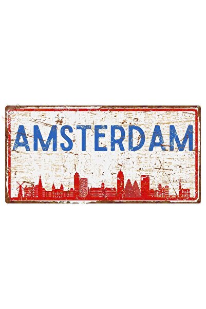 Hayg Equipment Amsterdam Silüetli Dekoratif Alüminyum Tabela - Retro Metal Du...
