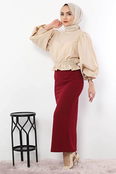 Tesettür Dünyası Pencil Skirt Tsd0291 Claret Red