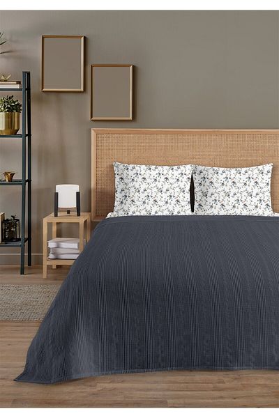 Evim 100% Cotton Exclusive Navy Blue Double Pique Set 200 X 230 cm