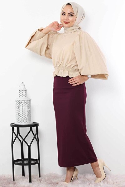Tesettür Dünyası Pencil Skirt TSD0291 Plum