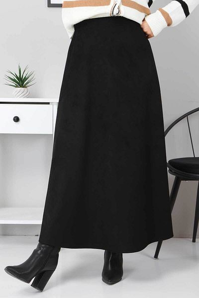 Tesettür Dünyası Semišová sukně Mevlana Tsd0036 černá