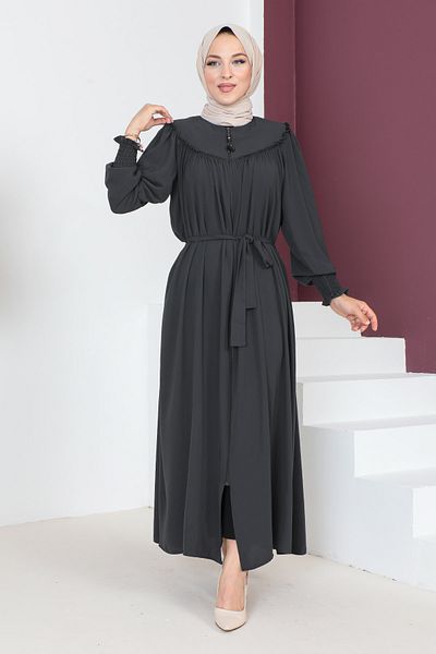 Tesettür Dünyası Robe Hijab Abaya TSD230431 Anthracite