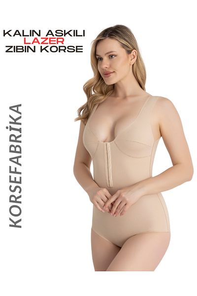 korsefabrika trend mood store Thick Strap Laser Gatherer Snap Fastener Badi Bodysuit Corset
