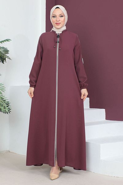 Tesettür Dünyası Buttoned Sleeves Hijab Abaya Tsd230440 Dusty Rose