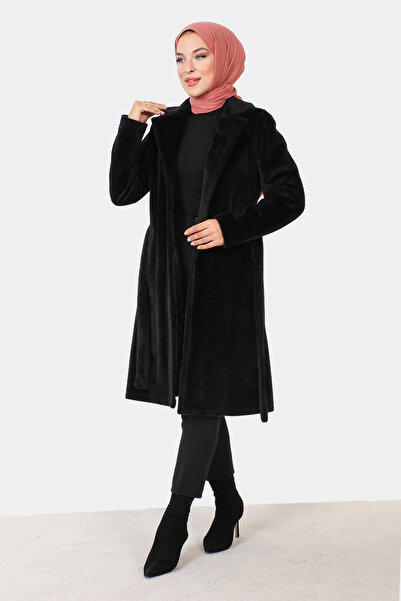 Tesettür Dünyası Liščí kabát do pasu TSD230917 černý