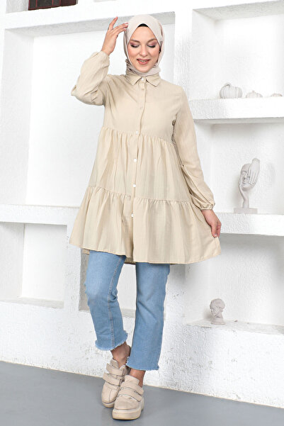 Tesettür Dünyası Τονίκ Φλουντ Tsd230370 Μπεζ