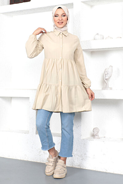 Tesettür Dünyası Τονίκ Φλουντ Tsd230370 Μπεζ