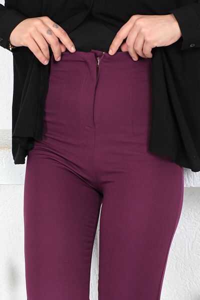 Tesettür Dünyası Patch Λεπτομερές Παντελόνι Tsd230422 Plum