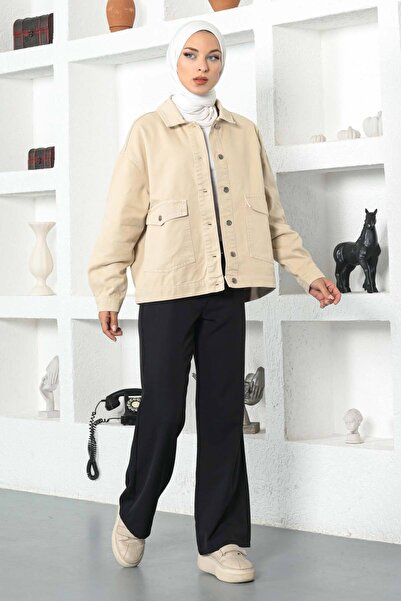 Tesettür Dünyası Kemerli Bol Paça Pantolon Tsd221110 Siyah