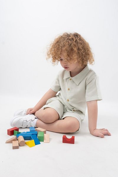 Vauva Muslin Shirt Suit Shorts Suit 2 Piece Suit Buttoned 100% Cotton Kids Suit