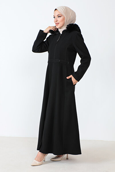 Tesettür Dünyası Kabát na zip po celé délce TSD230803 černý