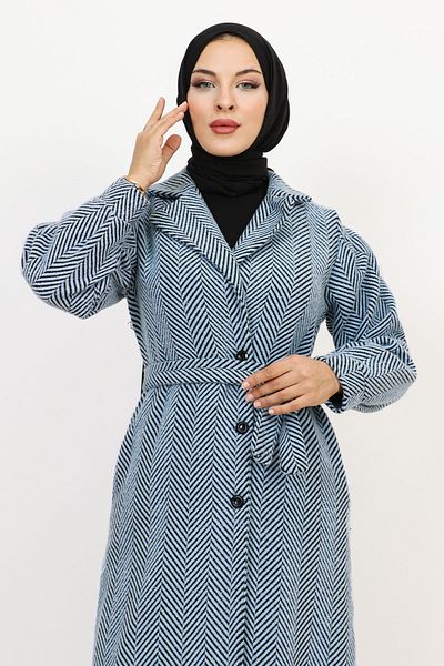 Tesettür Dünyası Ακρωτήρι με διπλό γιακά TSD231111 Baby Blue