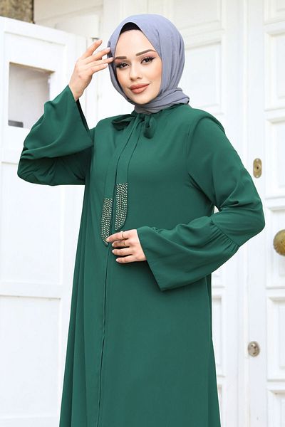 Tesettür Dünyası Λαβή με κολάρο σφονδύλου Λεπτομερές Hijab Ferace TSD240244