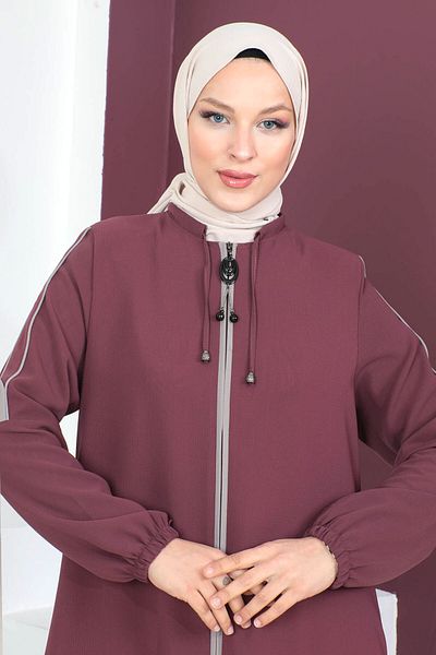 Tesettür Dünyası Buttoned Sleeves Hijab Abaya Tsd230440 Dusty Rose