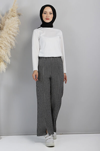 Tesettür Dünyası Παντελόνι με σχιστό πόδι Tsd220705 Μαύρο