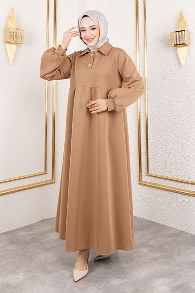 Tesettür Dünyası Φόρεμα κατάδυσης - Camel Μοντέλο No: TSD250129