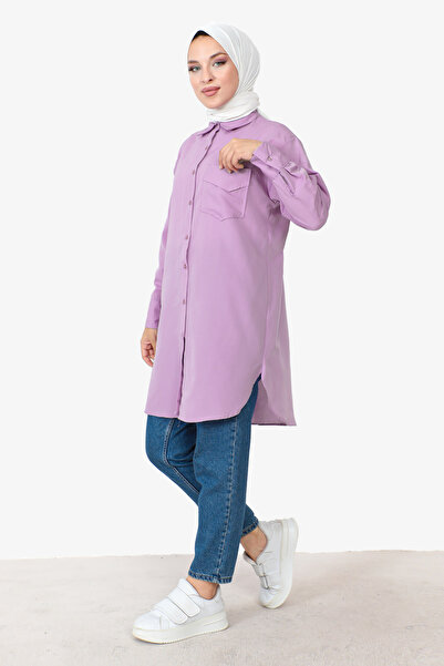 Tesettür Dünyası Tunic with Pockets TSD230903 Lilac