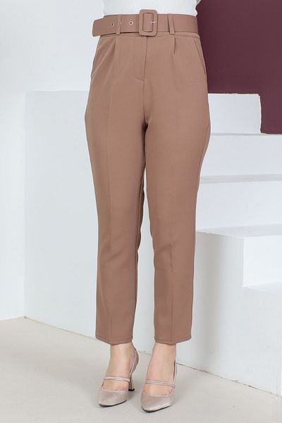 Tesettür Dünyası Kalhoty Belted Carrot TSD221012 Camel