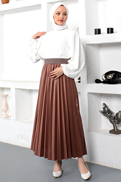 Tesettür Dünyası Plisovaná sukně Tsd221001 Hnědá