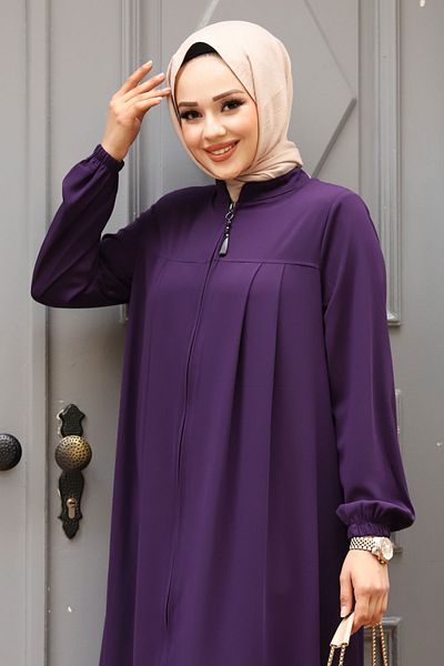 Tesettür Dünyası Μωβ Hijab Ferace - Ελαστικός βραχίονας, TSD230334
