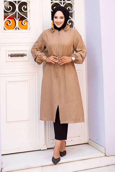 Tesettür Dünyası Mink Hooded - Rope Gathered, TSD240701 Model Cap