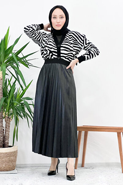 Tesettür Dünyası Pleated Skirt Tsd221001 Black