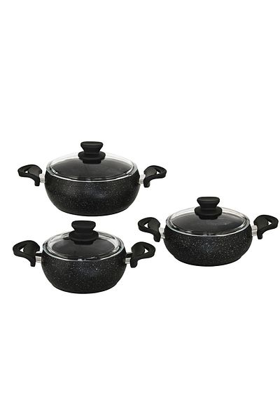 lavonni 6-Piece Granite 3-Piece Cookware Set Black (18-20-22 cm)